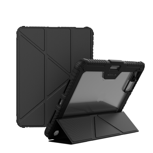 Чехол книжка от Nillkin для Apple iPad Air 13 (2025, 2024) и Pro 12.9 (2020-2022), серия Bumper Pro Case-Multi Angle Folding Style, многофункциональный складной стиль