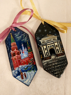 Набор ёлочных игрушек Конфеты с ручной росписью "Москва "