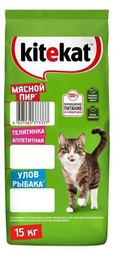 Мясной пир, 15кг корм для кошек KiteKat