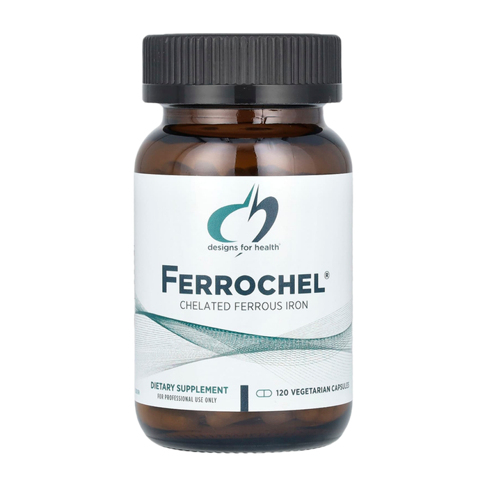 Хелатное железо Ferrochel, Ferrochel Iron Chelate, Designs for Health, 120 вегетарианских капсул