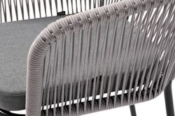 "Марсель" стул плетеный из роупа, каркас алюминий темно-серый (RAL7024) муар, роуп светло-серый круглый, ткань светло-серая