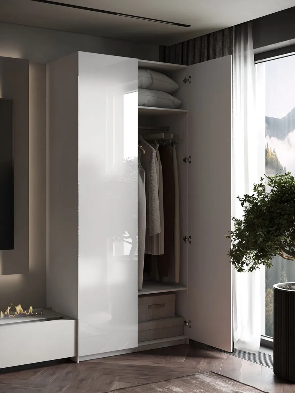 Шкаф Распашной Белый 101х220х52,5 SOHO