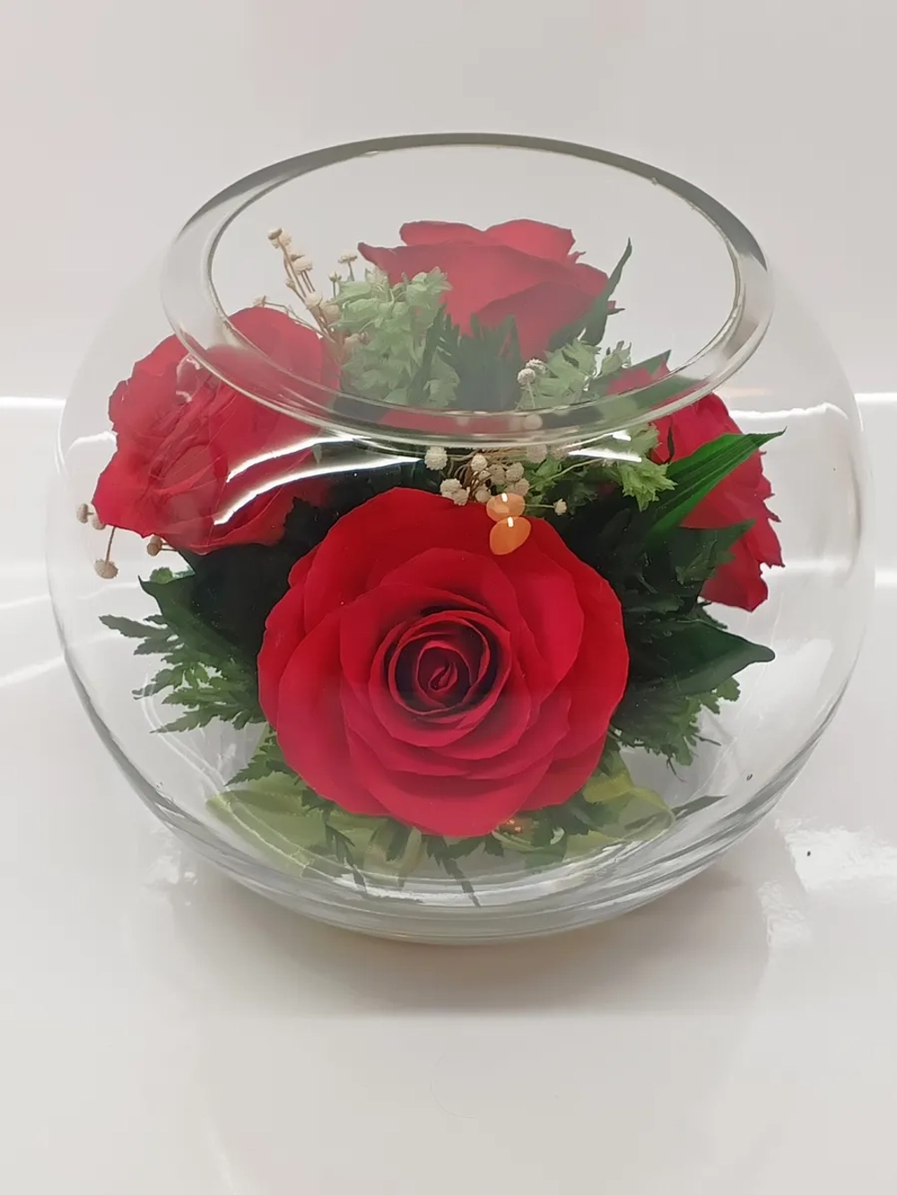 натуральные цветы в стекле, вакуум