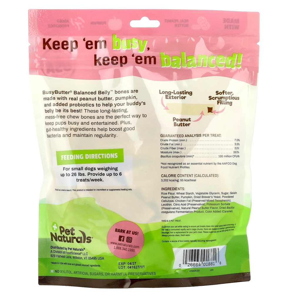 Pet Naturals, BusyButter®, сбалансированные кости живота, для собак, с начинкой из арахисового масла, 368,5 г (13 унций)