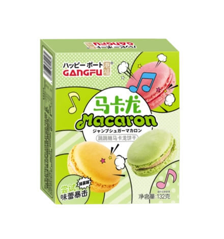 Печенье-сэндвич MACARON со вкусом чая Матча и взрывной карамелью, коробка 132 г