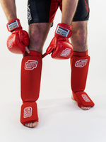 Защита голень-стопа эластичная ткань  TFG Союз ММА Red