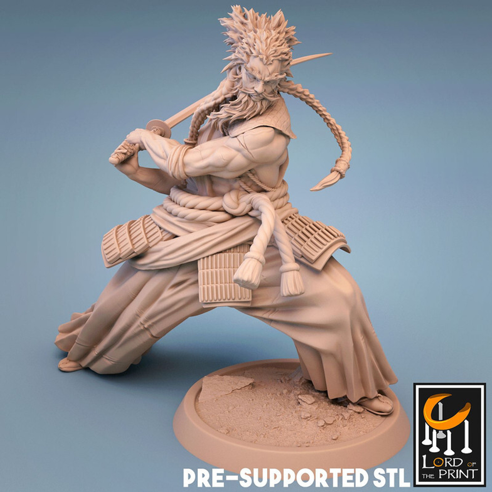 Samurai Человек Монах миниатюра для dnd, днд, pathfinder, фентези, Настольная игра, НРИ, Варгейм, РПГ
