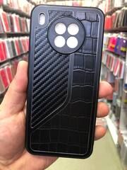 Силиконовый чехол с карбоном и эко-кожей Durable case JB series для Honor 50 Lite (Черный)
