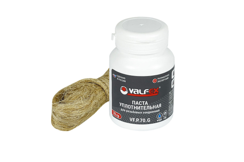 Комплект для герметизации VALFEX паста уплотнительная (70 г) + лен (14 г) (Вода, пар)