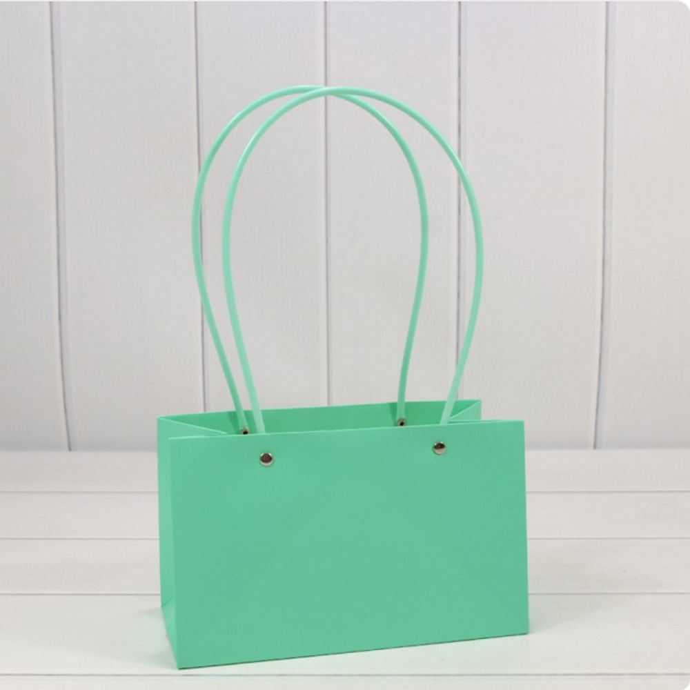 Пакет подарочный 22х13,5х10,5 Ваза для цветов (Зеленый)