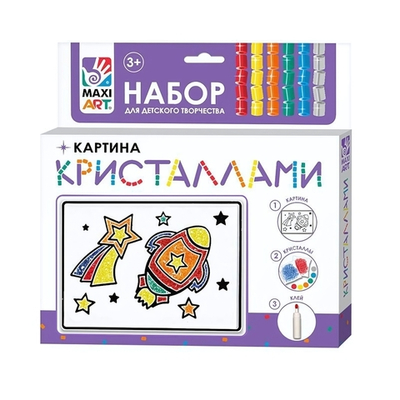 Набор для детского творчества, картина кристаллами "Ракета" 10х15см (Maxiart)