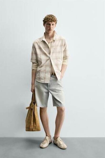 ZARA ДЖИНСОВЫЕ ШОРТЫ RELAXED FIT, ГОЛУБОЙ