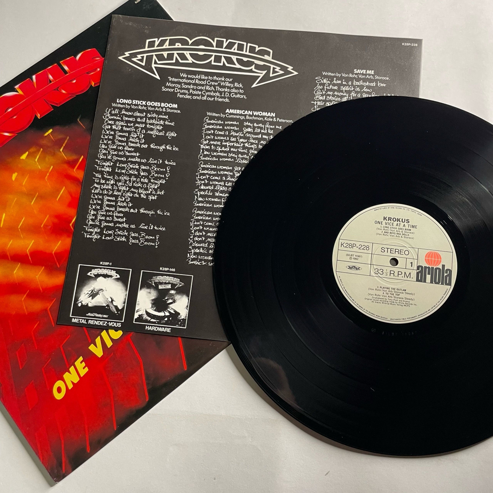 Винтажная виниловая пластинка LP Krokus One Vice At A Time (Япония 1982) (Без Оби)