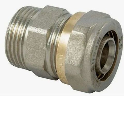 Муфта Altstream переходная никель обжим латунь цанга 20(2,0)х3/4"НР наружная резьба для металлопластиковой трубы 20х2,0