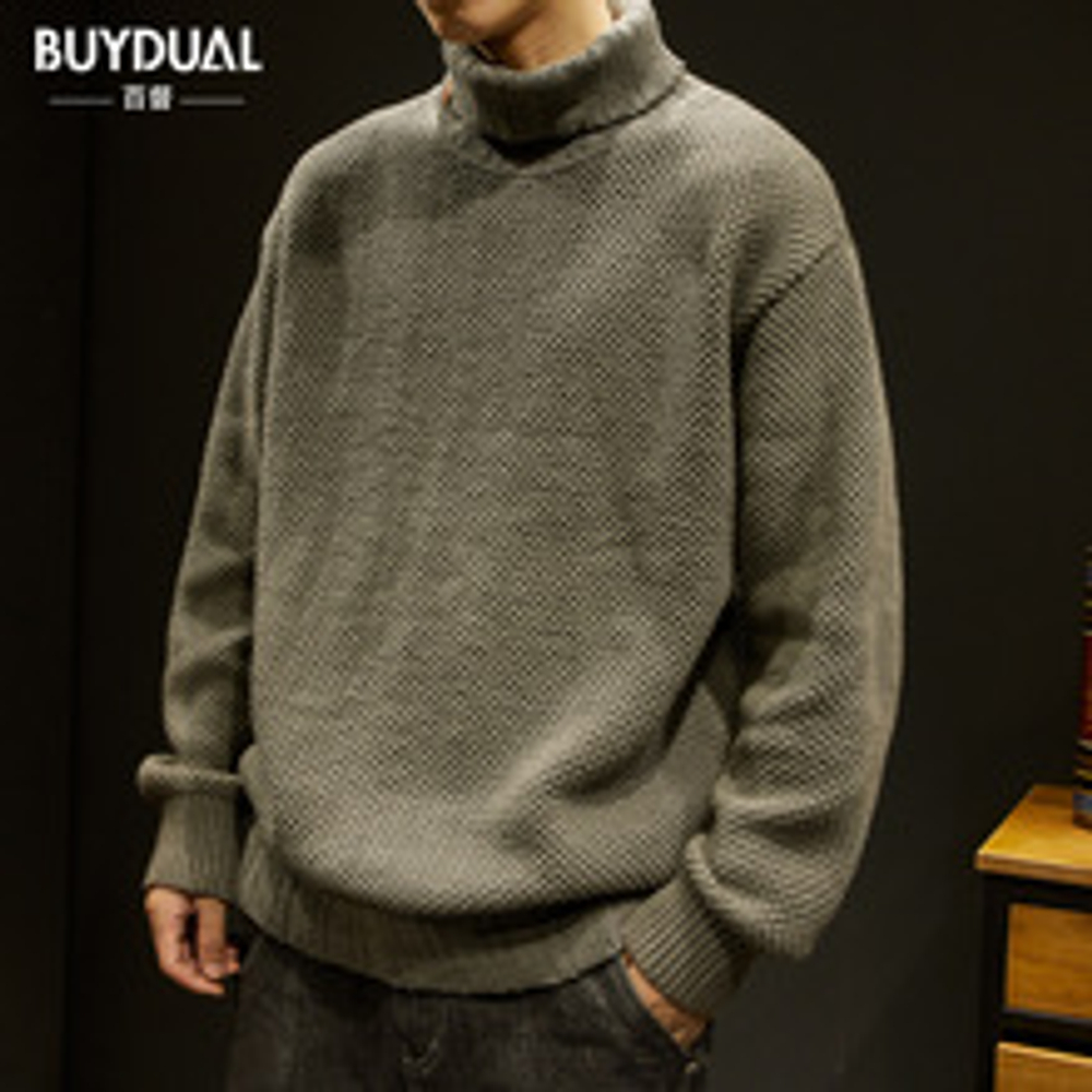 Зимний плотный свитер крупной вязки с высоким воротом, мужской свободный модный брендовый Американский трикотаж в стиле ретро, осенне-зимний мужской свитер, куртка