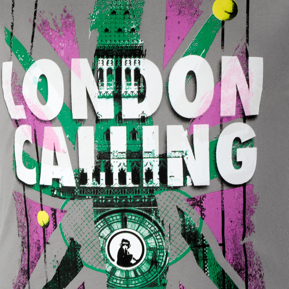 Мужское теннисное поло Quiet Please London Calling T-Shirt Men - Grey, Multicoloured