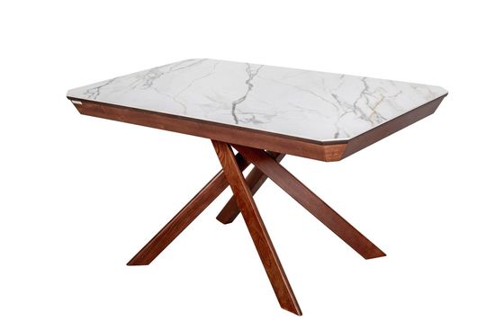 Комплект Стол BEZZO 1400 RRC / 4 стула VRN-SW вращающийся Бежевый / Американский орех