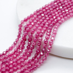 Фианит кракле (кубический цирконий), цвет рубин, размер 3 мм, цена за нить около 130 шт (38 см)
