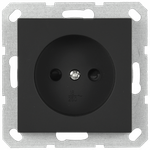 Розетка без заземления с защитными шторками 16A 250V~ 2P, цвет черный матовый (soft touch)