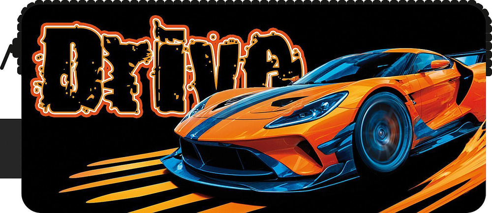 Пенал-косметичка на молнии, двухсторонняя печать, ткань с ручкой 200*90*40 "Стремительный драйв 2025