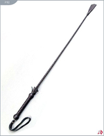 Короткий плетеный стек с кожаным наконечником-хлопушкой - 70 см. (Цвет: черный)