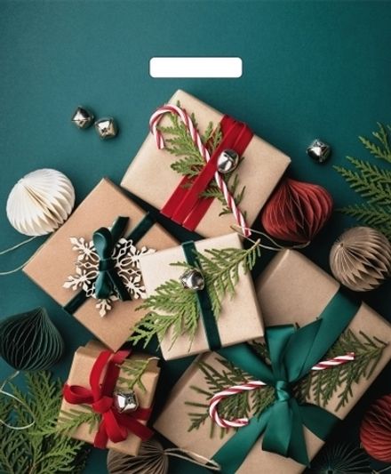 Новогодние пакеты "Подарки на зеленом" 38х45+3см 60мкм (25/500шт)