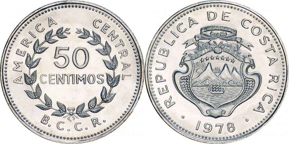 Коста-Рика 50 сентимо, 1968 - 1978 Герб XF