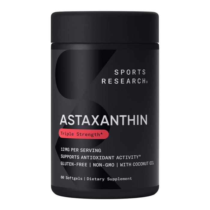 Астаксантин из микроводорослей 12 мг, Astaxanthin 12 mg, Sports Research, 60 капсул
