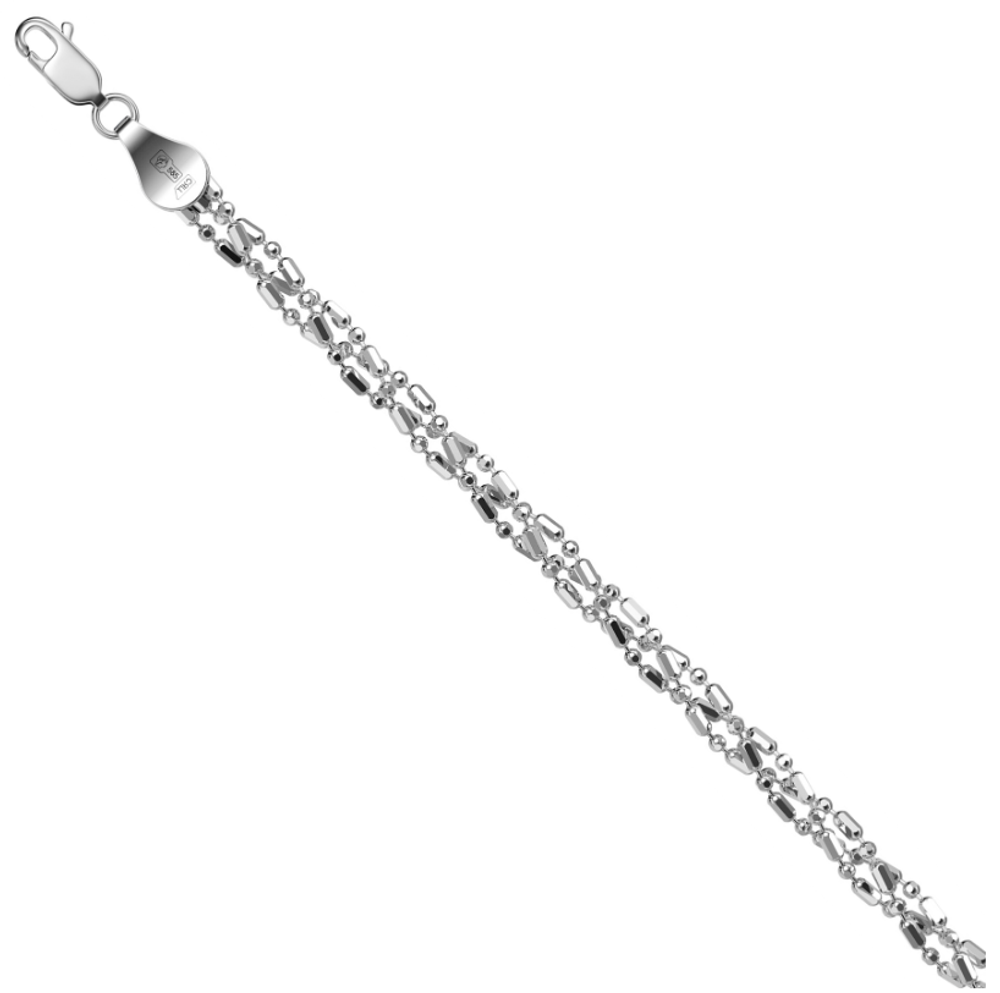 Цепь “Коса из 3 цепочек шарик-бочки с алмазной гранью“