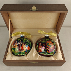 Набор новогодних шаров с ручной росписью "Снегурочка" и "Иван и Жар-птица" в футляре
