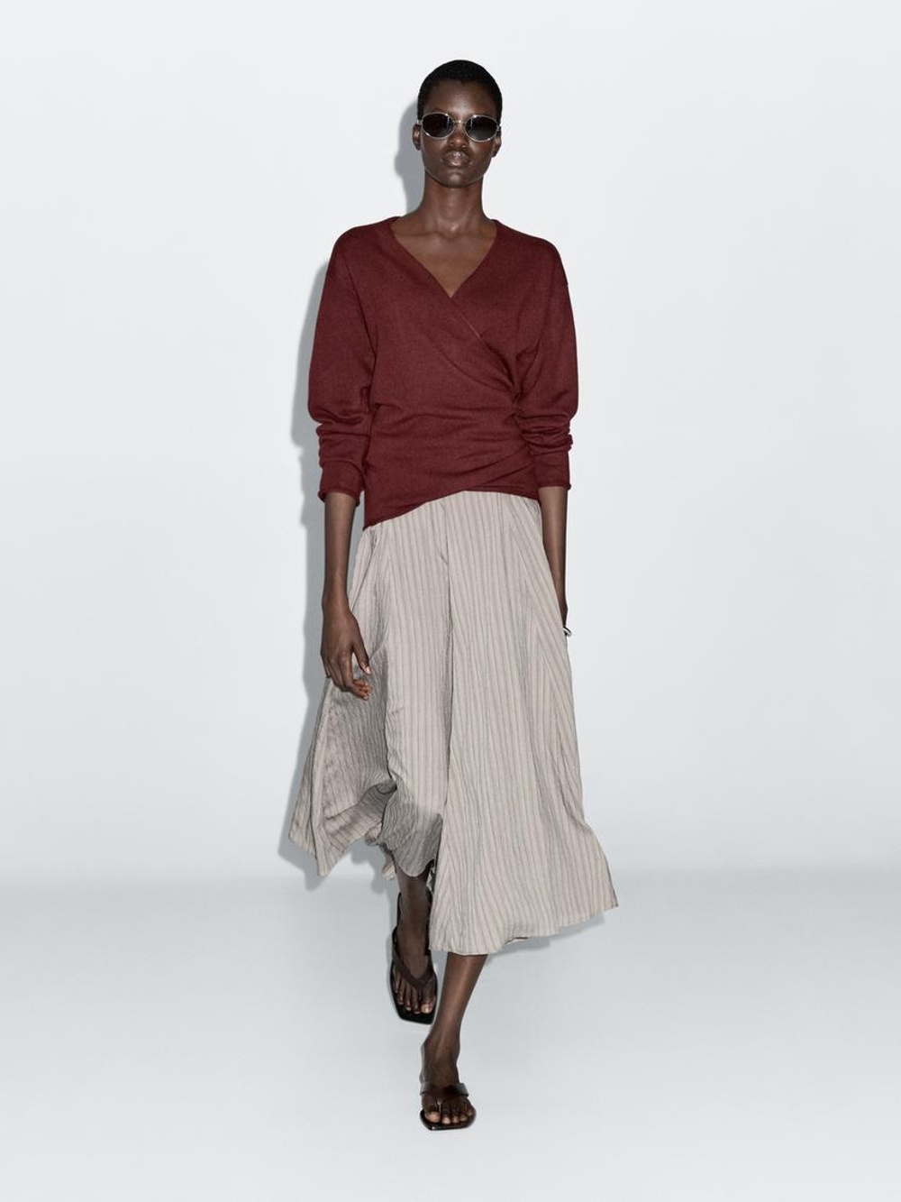 Massimo Dutti Двубортный кардиган из 100% шерсти, бордово-красный