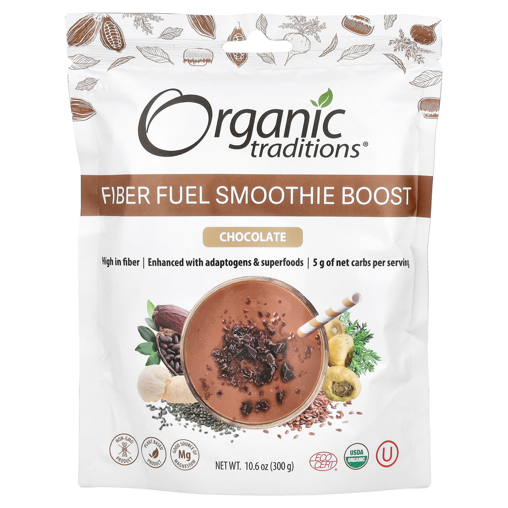 Organic Traditions, Smoothie Boost, питающий клетчаткой, со вкусом шоколада, 300 г (10,6 унции)