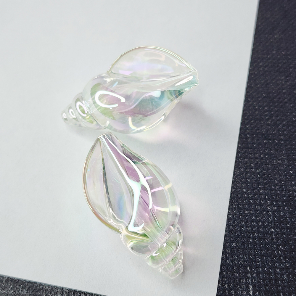 Бусина ракушка, акрил, АВ, морская раковина, р-р 38×21мм