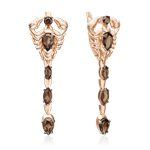 Серьги «Скорпионы» с английским замком из красного золота с кварцем дымчатым