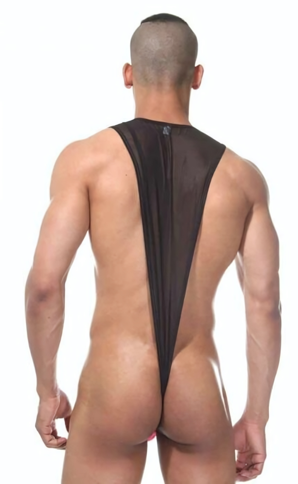 Мужское полупрозрачное боди с контрастной вставкой (Размер: L-XL) (Цвет: черный с голубым)