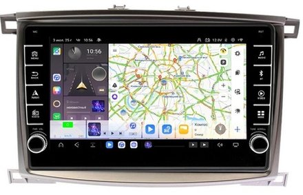 Магнитола для Toyota Land Cruiser 100, Lexus LX470 2002-2007 (экран климата снизу) - Carmedia OL-1698 (кнопки и крутилки) Android 13, TS20, 6+128Гб, CarPlay, 4G SIM-слот