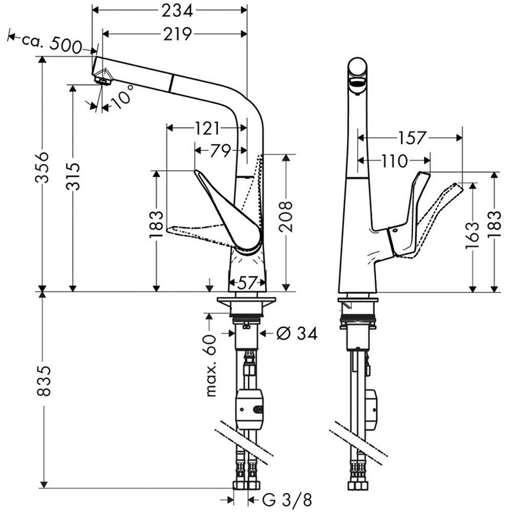 Смеситель для кухни Hansgrohe Metris 14821800 сталь