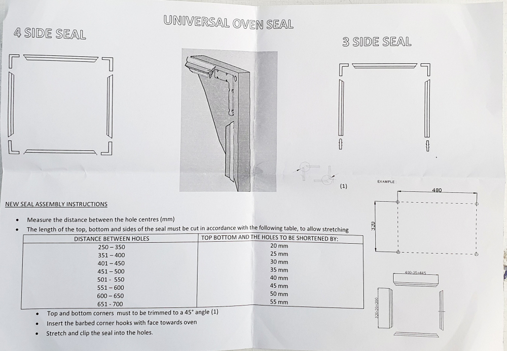 Универсальный уплотнитель духовки с крепежом   L-3000mm