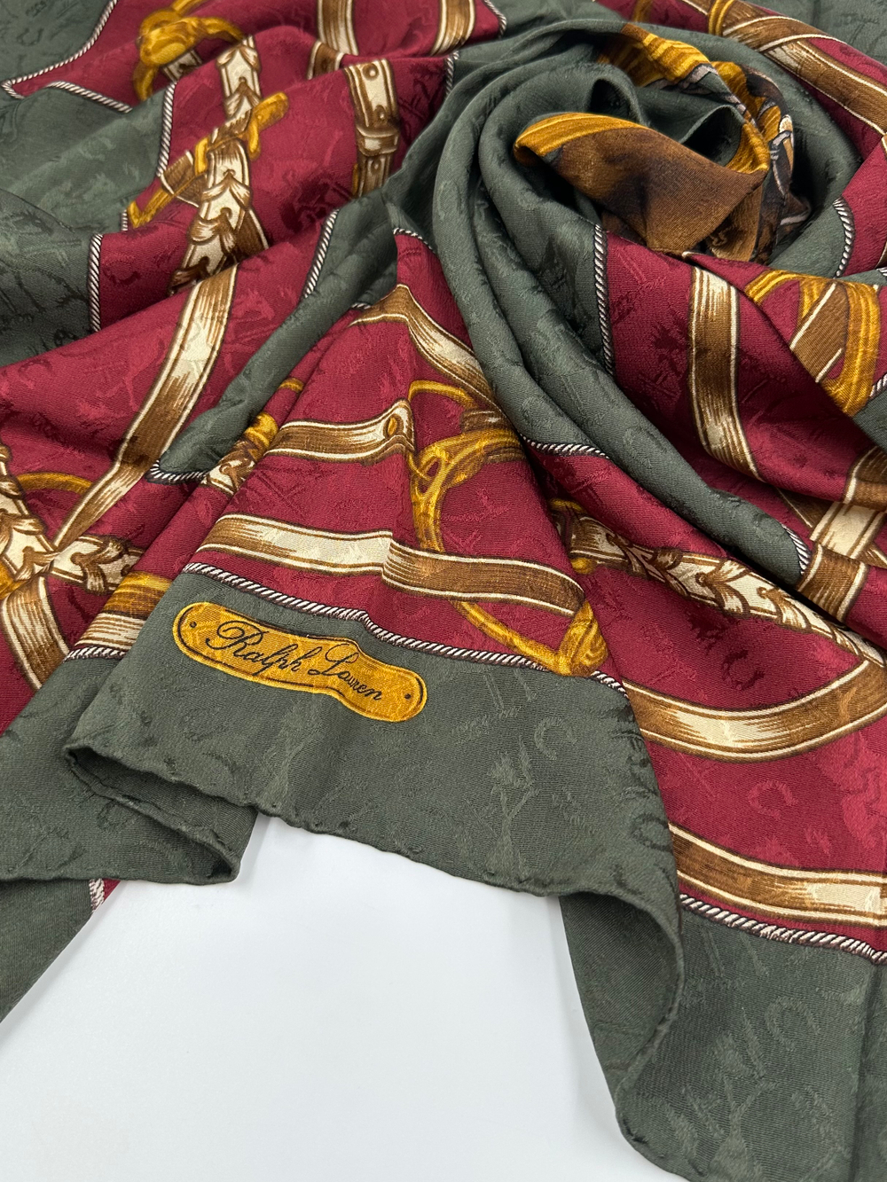 Платок зелёный с бордовой каймой Ralph Lauren