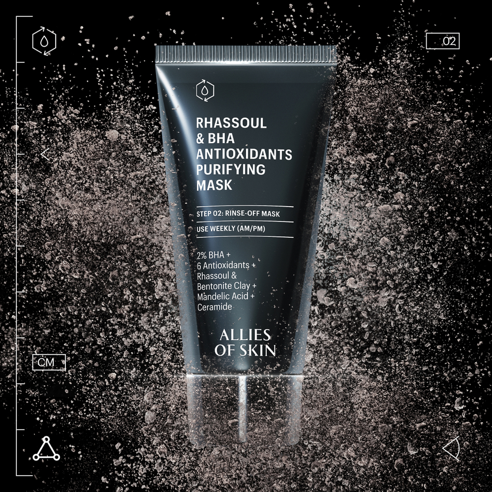 ДЕФЕКТ УПАКОВКИ: ALLIES OF SKIN Rhassoul & Bha Antioxidants Purifying Mask Очищающая антиоксидантная маска с глиной гассул и салициловой кислотой, 50 мл