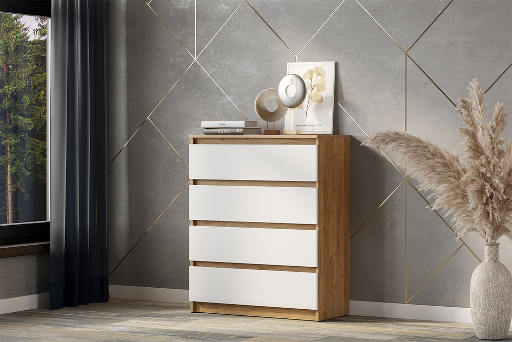 Комод Денвер, Дуб золотой, Белый
