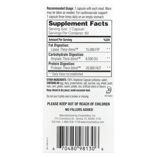 Enzymedica, Lypo Gold™, добавка для переваривания жиров, 60 капсул