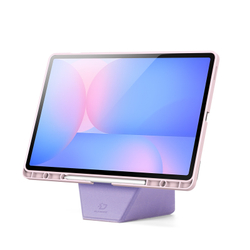 Складной чехол книжка розового цвета для Samsung Galaxy Tab S10 FE+, серия Vers Series от Dux Ducis, с магнитным держателем Pencil