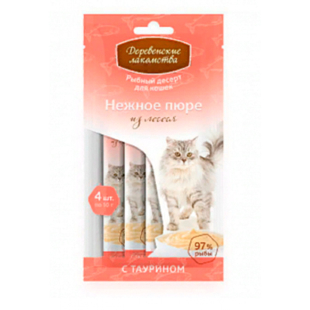 Деревенские Лакомства д/кошек "Нежное пюре из Лосося"
