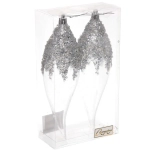 Елочные игрушки «Волшебная сказка» 5.4*5.4*19.5 см (набор 2 шт), Белый