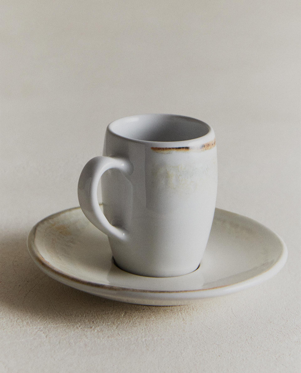 Zara Home чайная пара из каменной керамики, цвет бежевый, 13 см