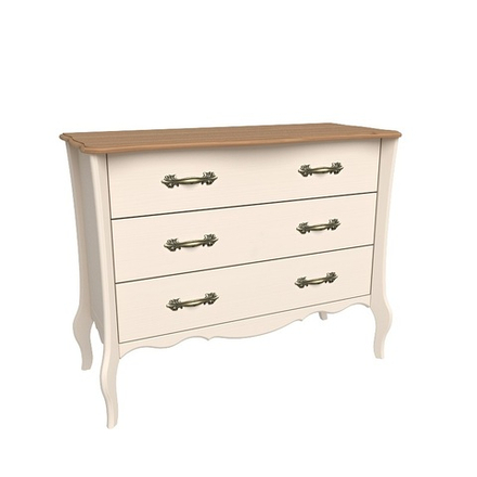 Комод «Прованс» с тремя ящиками бежевый воск/антик