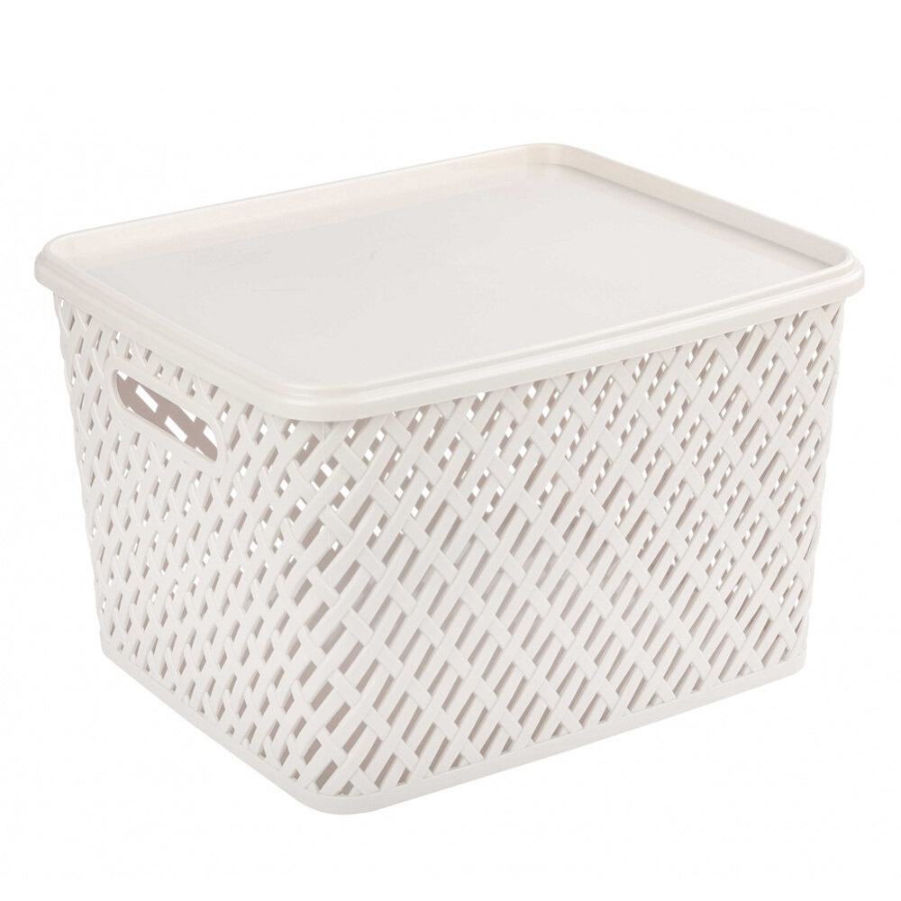 Корзина "Плетенка" 350*290*225мм с крышкой (бежевый)