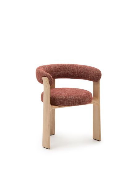 Granite Стул на 3 ножках из терракотового шенилла и массива ясеня в натуральной отделке Испания La Forma