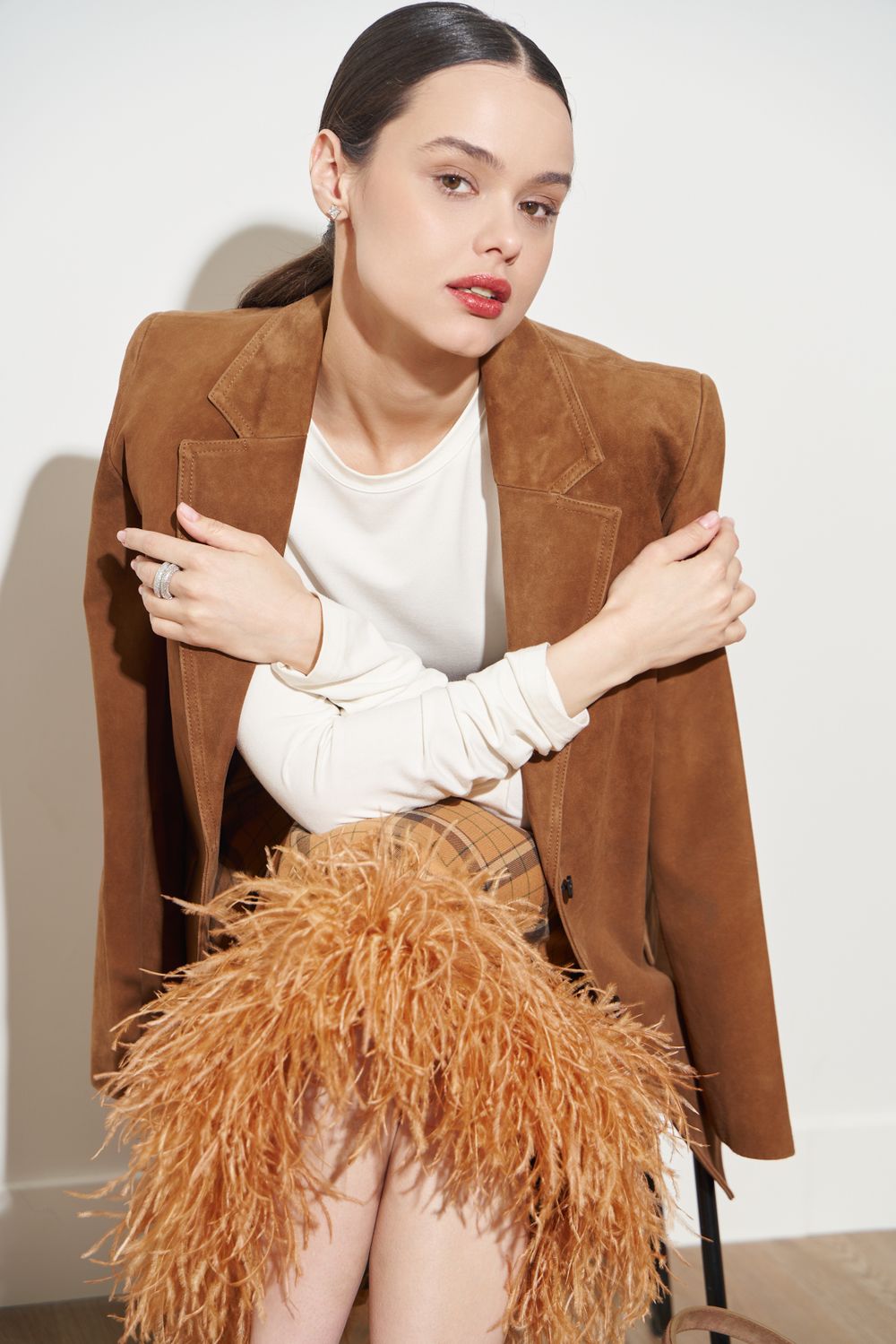 ЮБКА С ПЕРЬЯМИ СВЕТЛО-ОРАНЖЕВЫЙ|ШОКОЛАД|СВЕТЛО-ОРАНЖЕВЫЙ